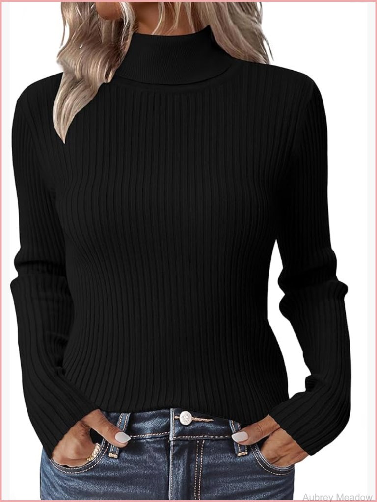 Ribbed Turtleneck Sweater Fall Basic Pullover